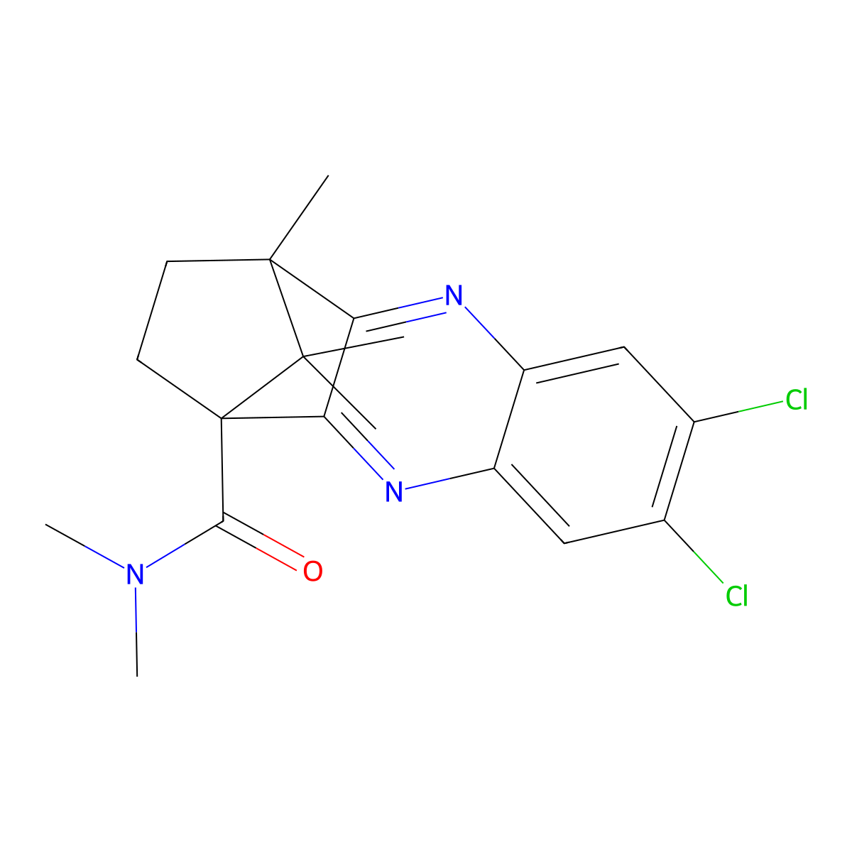 7,8-dichloro-N,N,4,11,11-pentamethyl-1,2,3,4-tetrahydro-1,4-methanophenazine-1-carboxamide molecular structure, CAS 622819-74-3