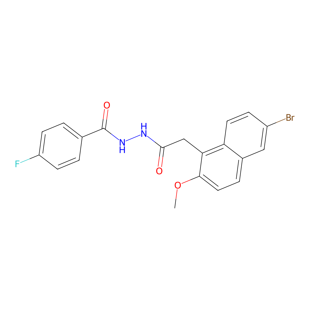 N'-[(6-bromo-2-methoxynaphthalen-1-yl)acetyl]-4-fluorobenzohydrazide molecular structure, CAS 622820-91-1