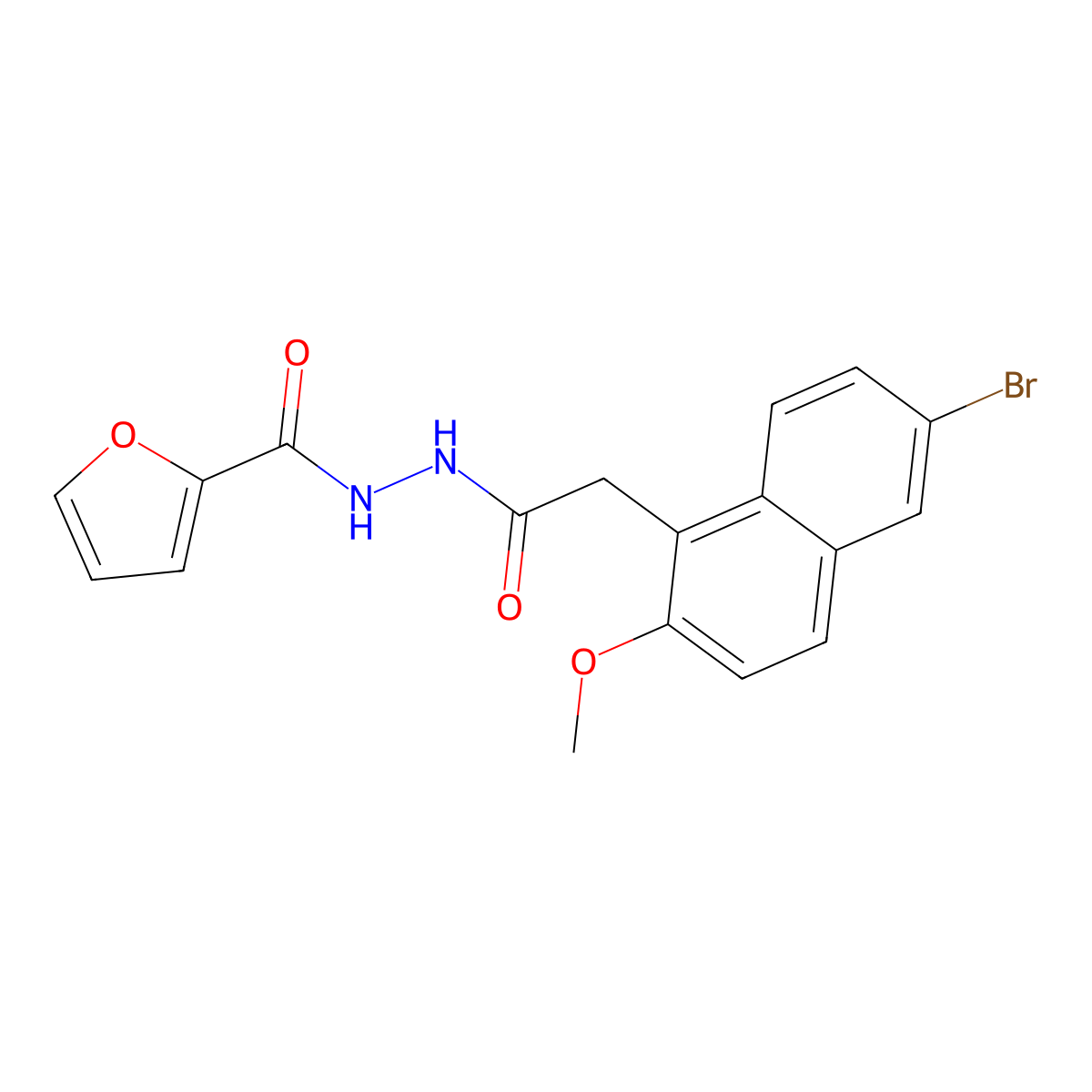 N'-[2-(6-bromo-2-methoxynaphthalen-1-yl)acetyl]furan-2-carbohydrazide molecular structure, CAS 622821-71-0