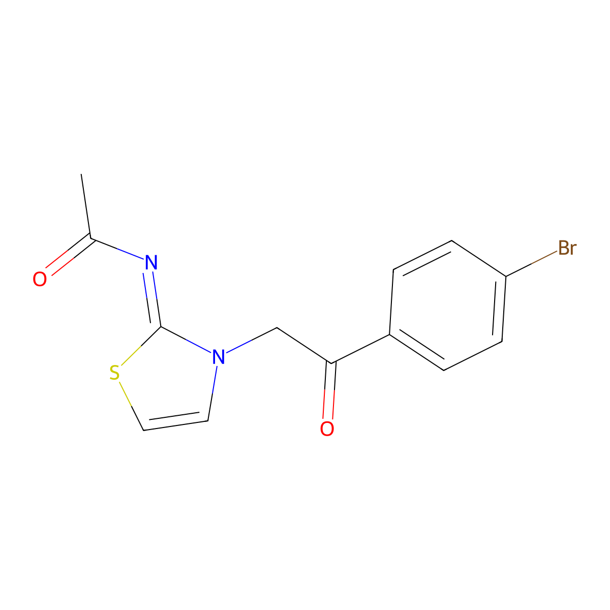 Acetamide, N-[3-[2-(4-bromophenyl)-2-oxoethyl]-2(3H)-thiazolylidene]- molecular structure, CAS 62284-55-3