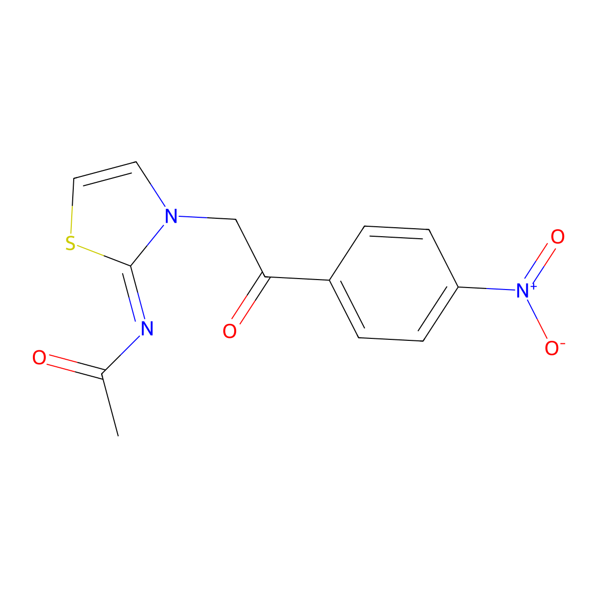 Acetamide, N-[3-[2-(4-nitrophenyl)-2-oxoethyl]-2(3H)-thiazolylidene]- molecular structure, CAS 62284-56-4