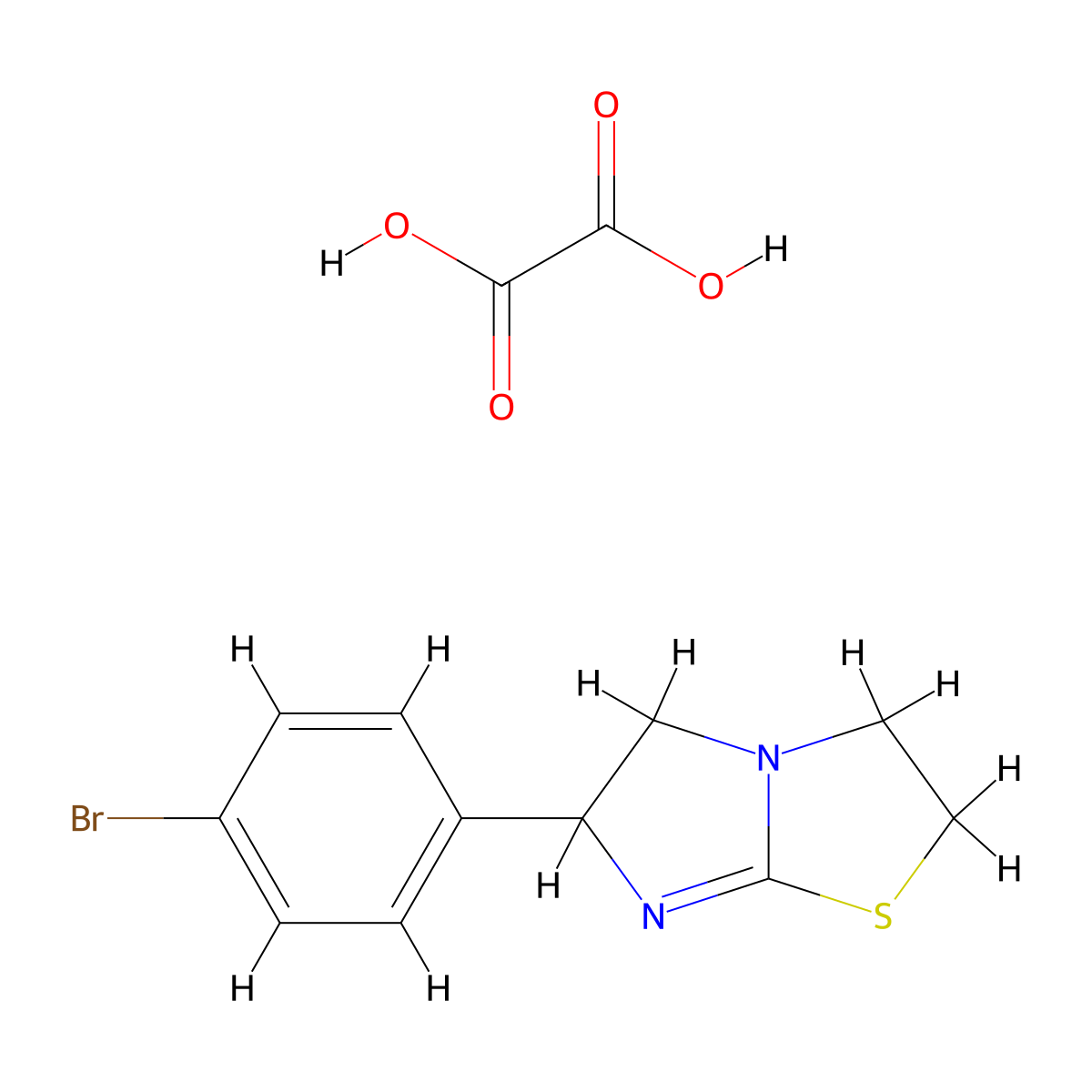 (S)-6-(p-bromophenyl)-2,3,5,6-tetrahydroimidazo[2,1-b]thiazole oxalate molecular structure, CAS 62284-79-1