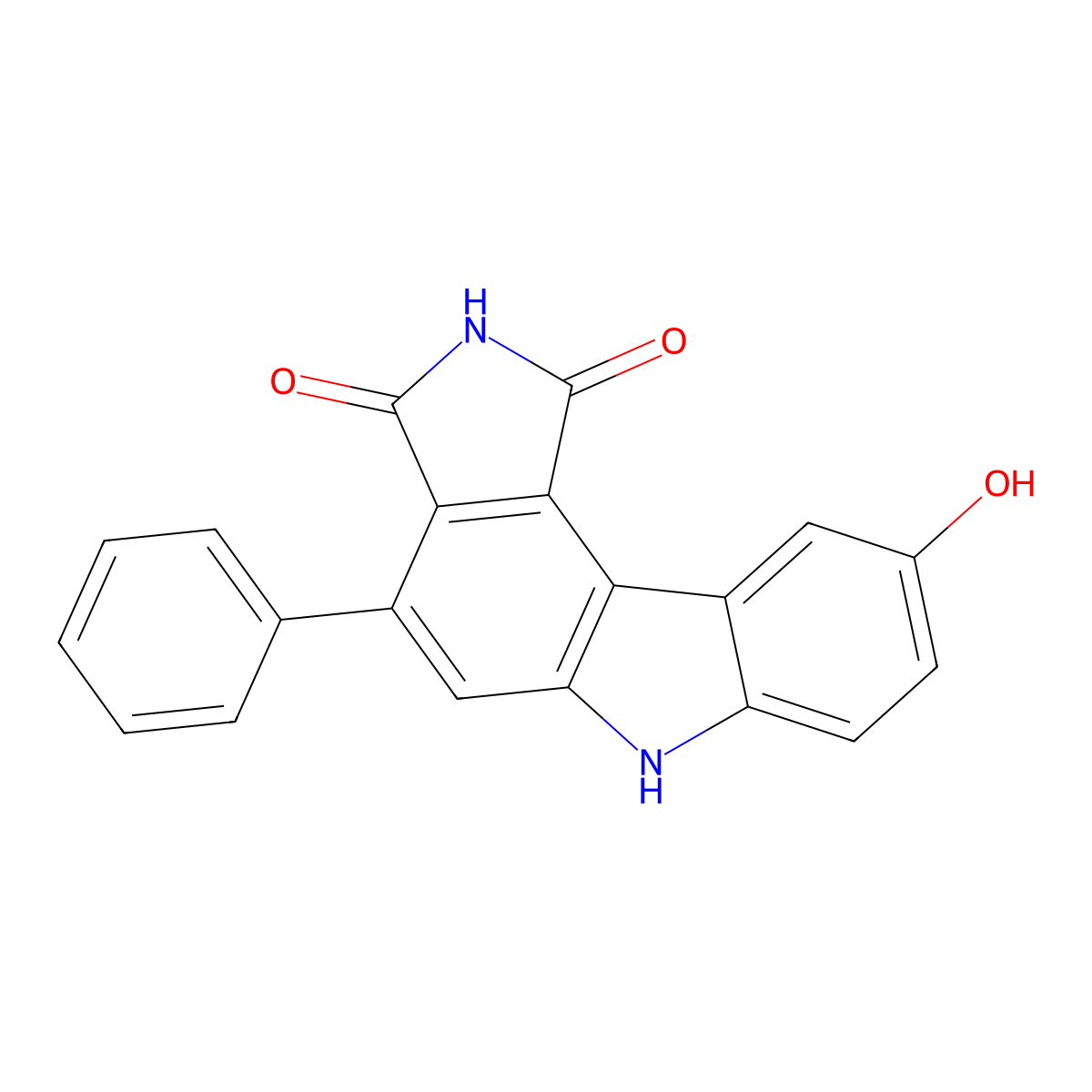 9-Hydroxy-4-phenylpyrrolo[3,4-C]carbazole-1,3(2H,6H)-dione molecular structure, CAS 622864-54-4