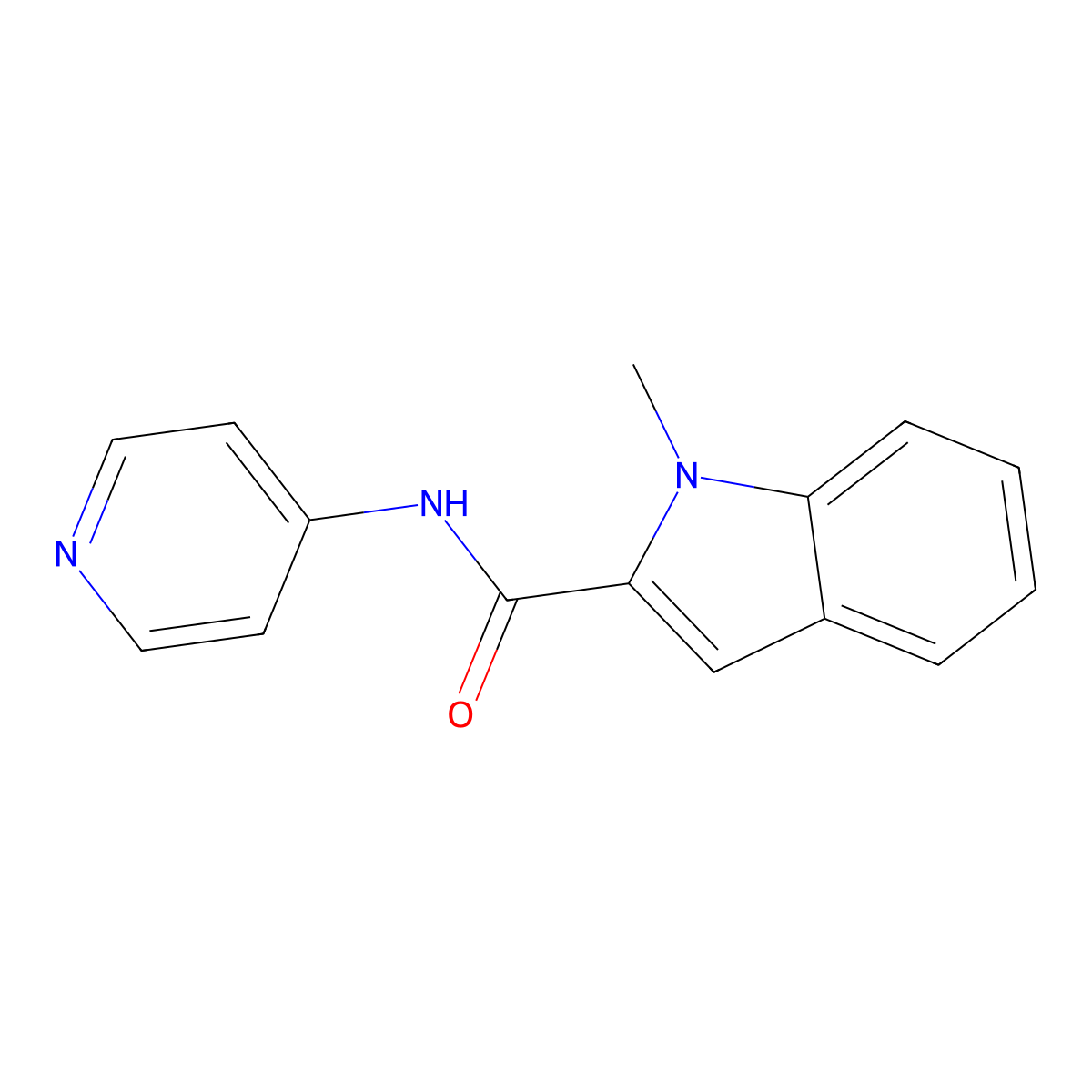 1-methyl-N-(pyridin-4-yl)-1H-indole-2-carboxamide molecular structure, CAS 62289-87-6