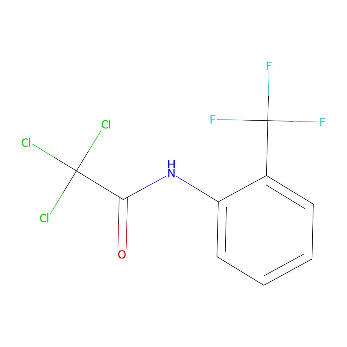 2,2,2-trichloro-N-[2-(trifluoromethyl)phenyl]acetamide molecular structure, CAS 6229-35-2