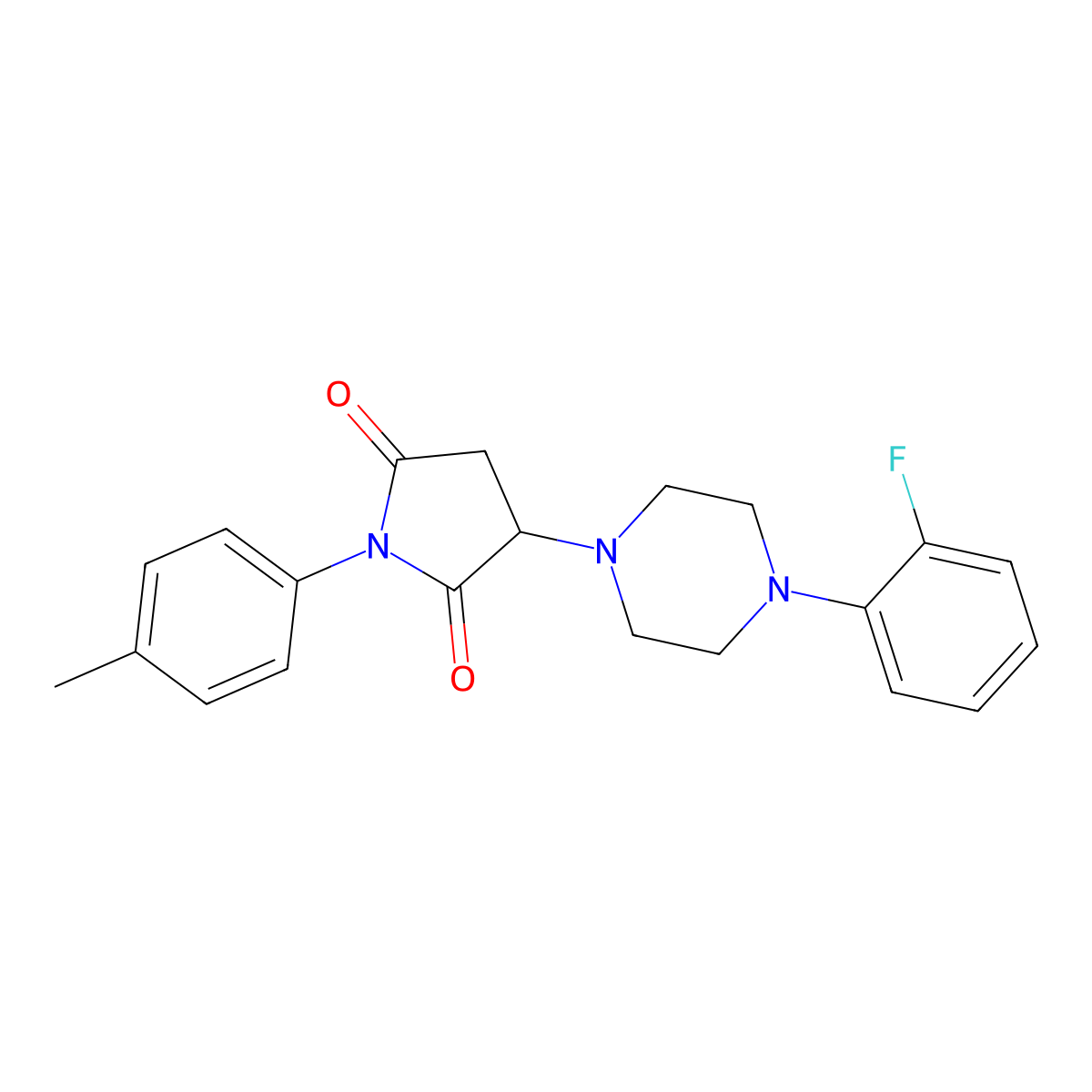 3-[4-(2-Fluorophenyl)piperazin-1-yl]-1-(4-methylphenyl)pyrrolidine-2,5-dione molecular structure, CAS 6229-78-3
