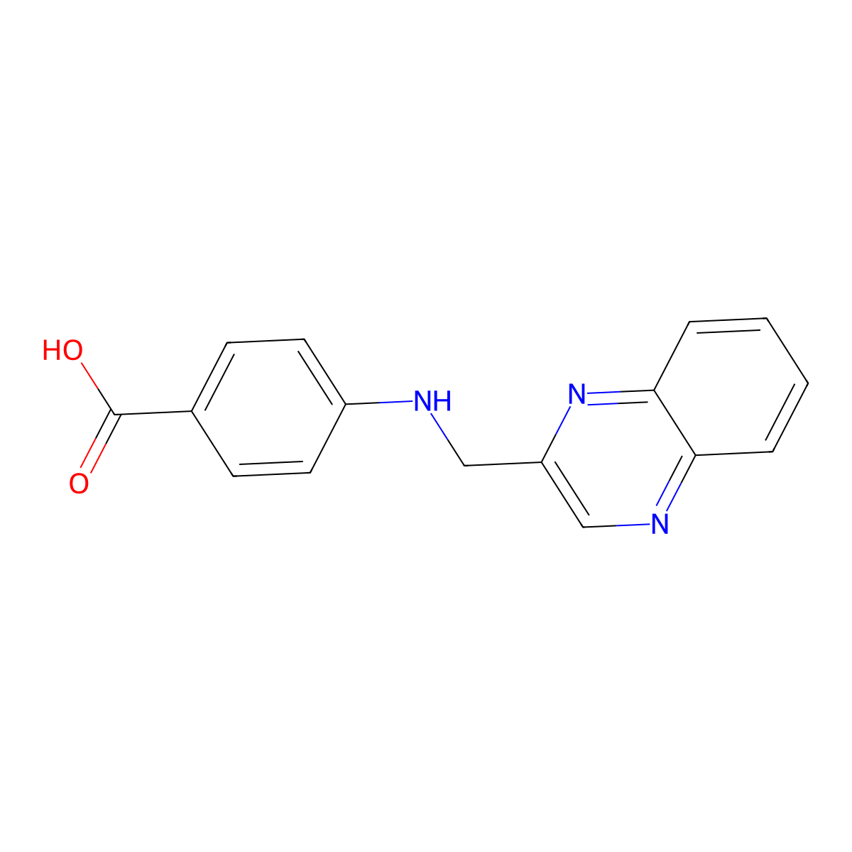 4-{[(Quinoxalin-2-yl)methyl]amino}benzoic acid molecular structure, CAS 62294-86-4