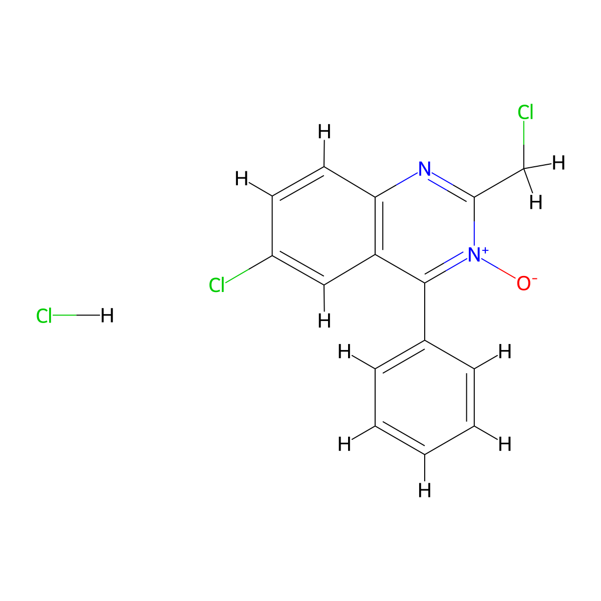 6-Chloro-2-chloromethyl-4-phenylquinazoline 3-oxide hydrochloride molecular structure, CAS 62299-17-6