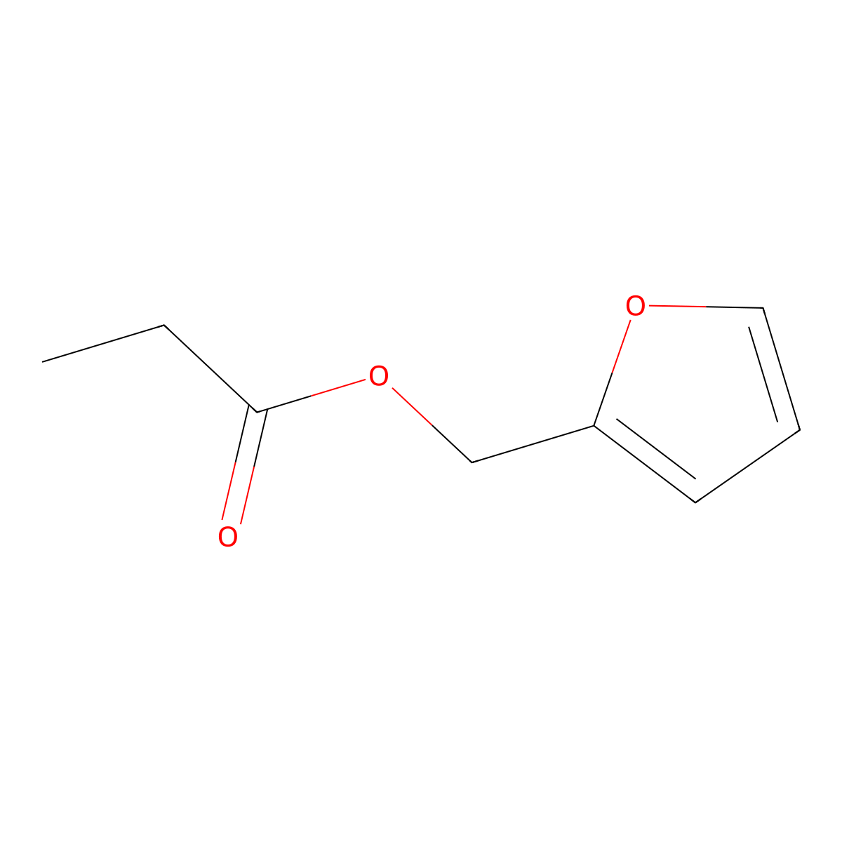 Furfuryl propionate molecular structure, CAS 623-19-8