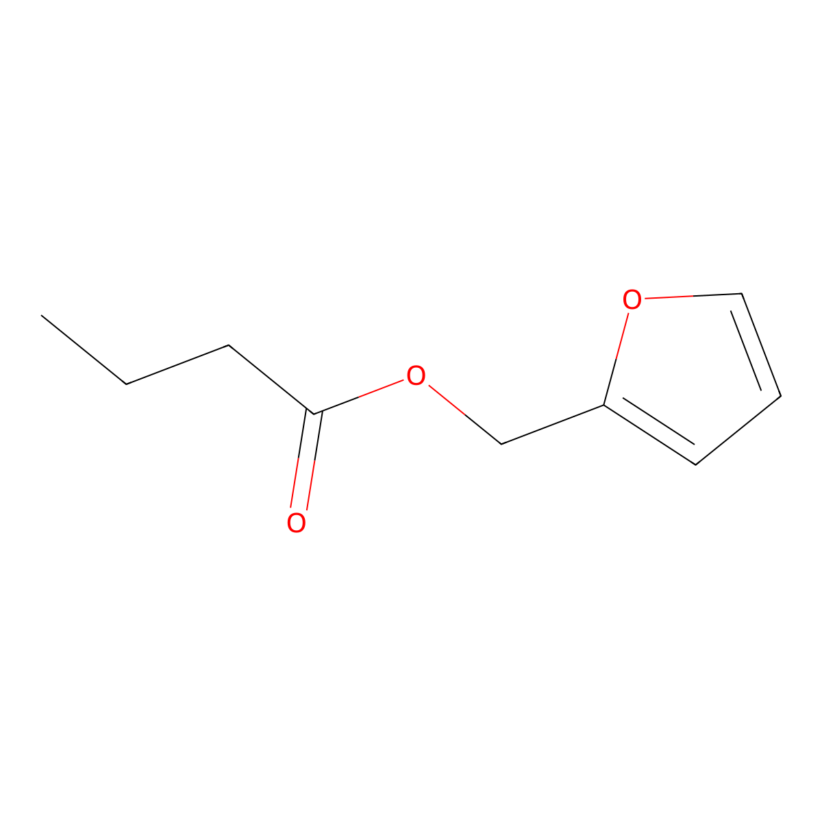 Furfuryl butyrate molecular structure, CAS 623-21-2