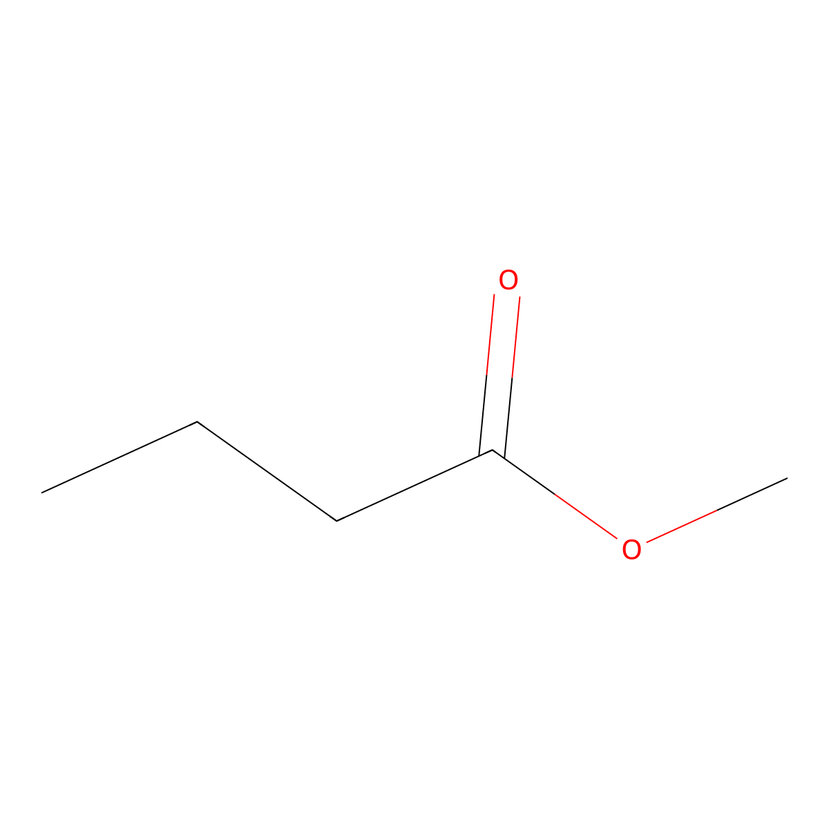 Methyl butyrate molecular structure, CAS 623-42-7