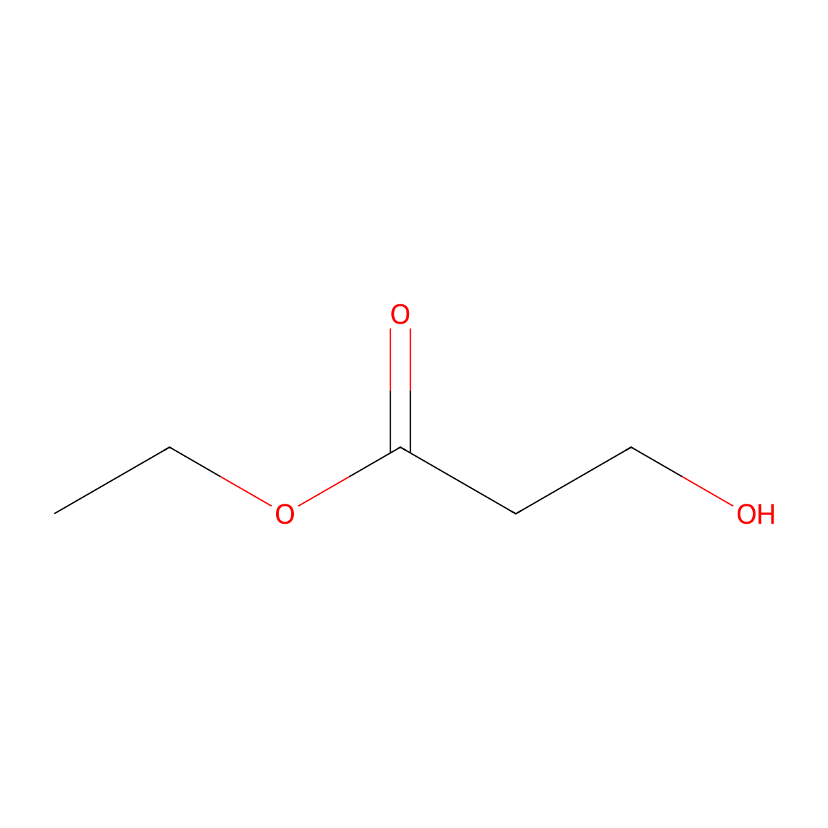 Ethyl 3-hydroxypropanoate molecular structure, CAS 623-72-3