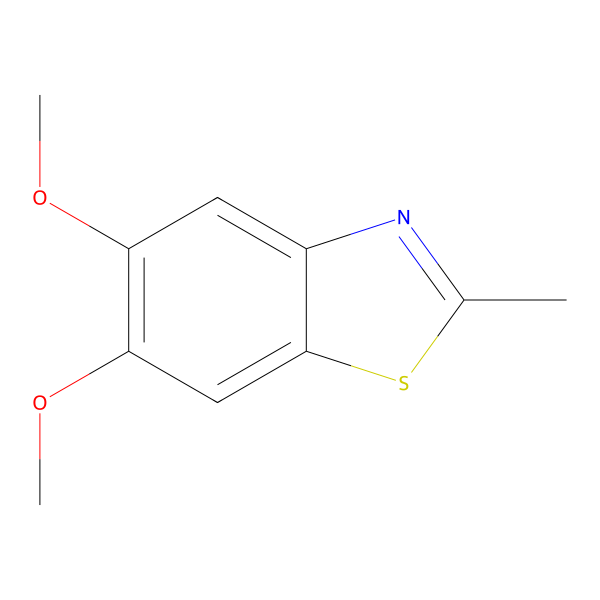 Benzothiazole, 5,6-dimethoxy-2-methyl- molecular structure, CAS 62306-04-1