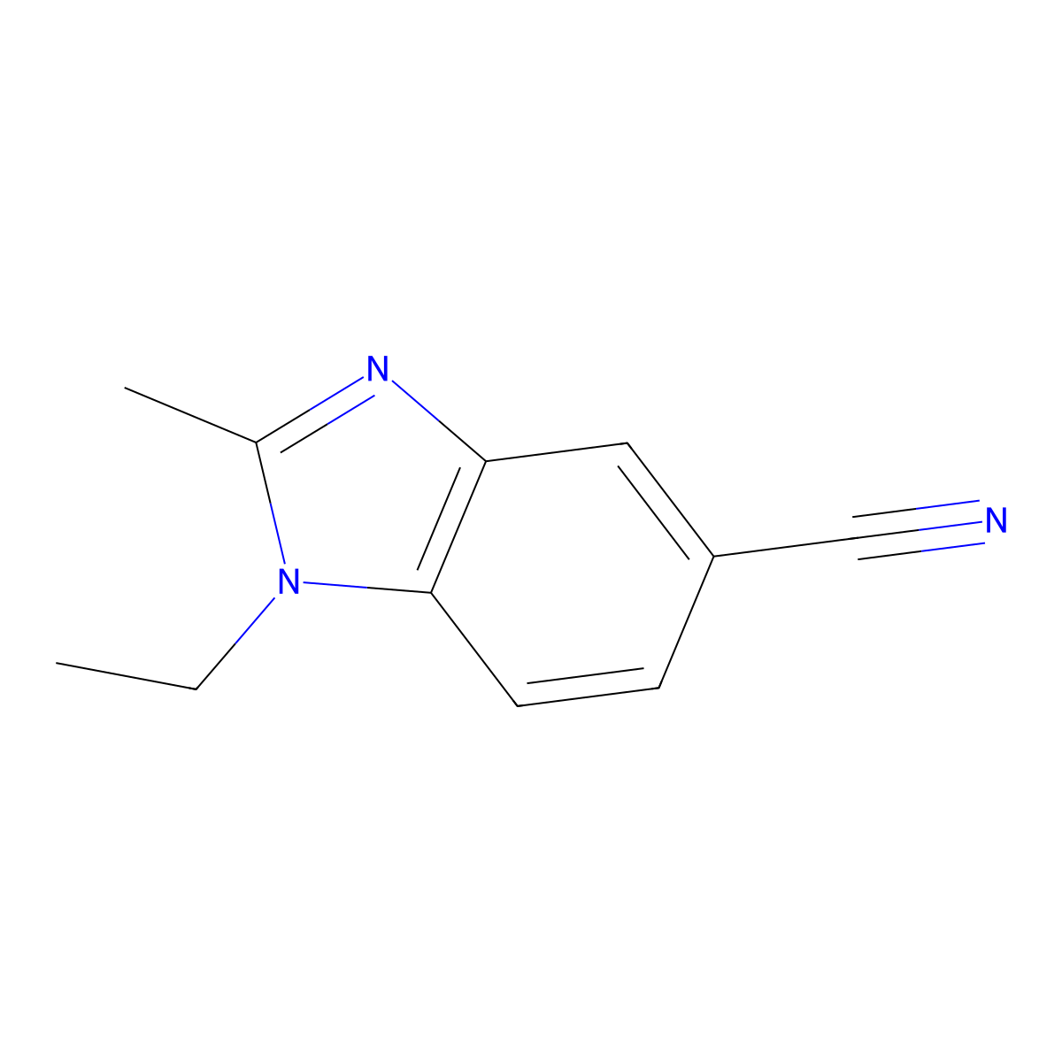 1-Ethyl-2-methyl-1H-benzimidazole-5-carbonitrile molecular structure, CAS 62306-08-5