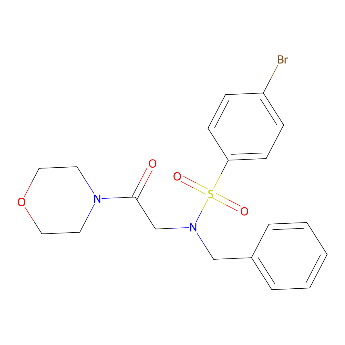 N-benzyl-4-bromo-N-(2-morpholin-4-yl-2-oxoethyl)benzenesulfonamide molecular structure, CAS 6231-49-8