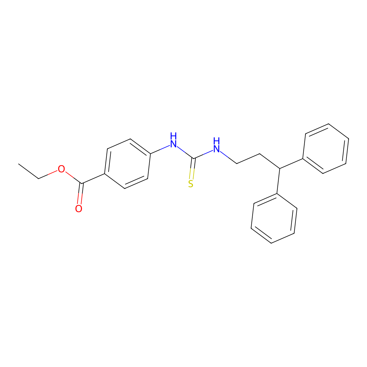 Ethyl 4-(3,3-diphenylpropylcarbamothioylamino)benzoate molecular structure, CAS 6231-52-3