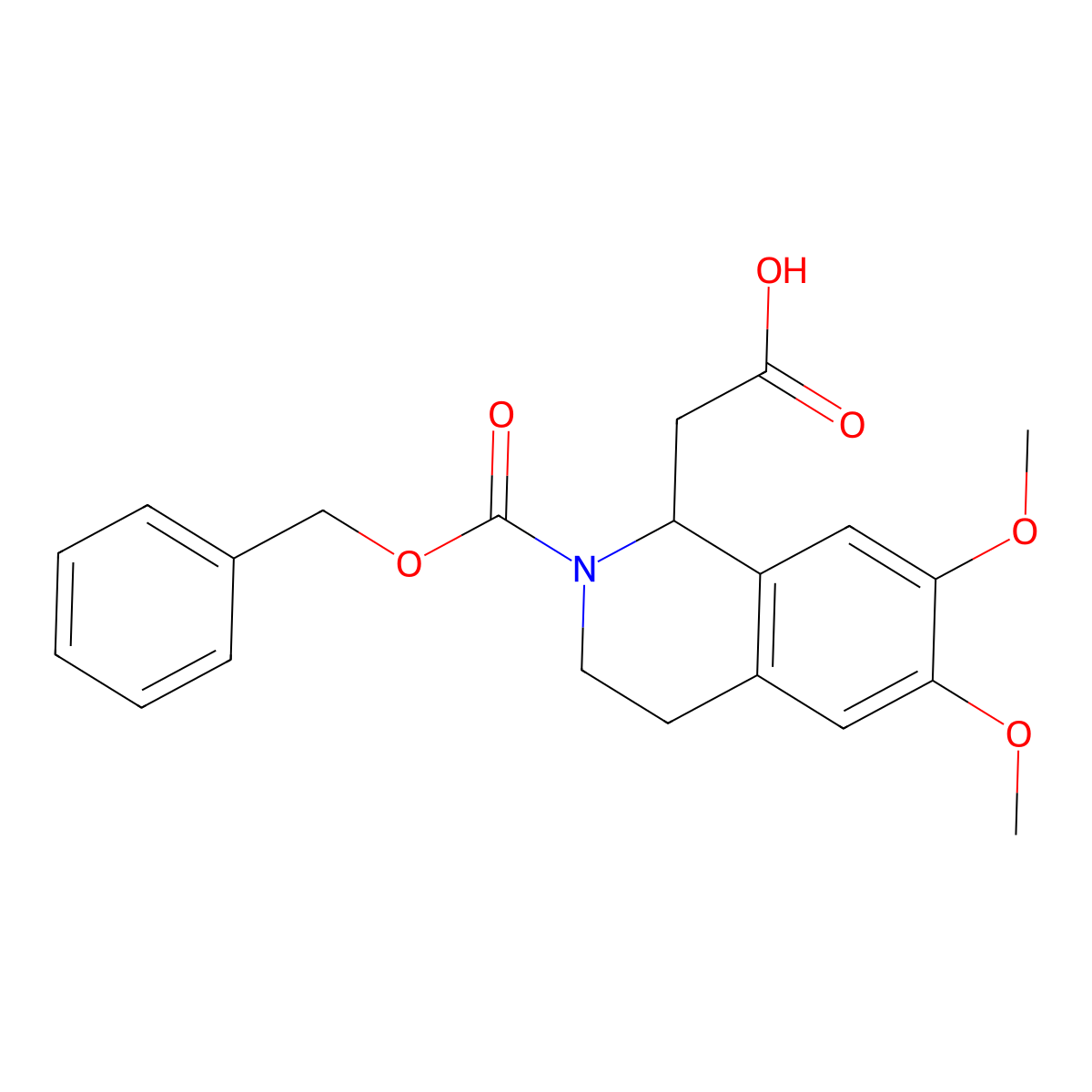 2-{2-[(Benzyloxy)carbonyl]-6,7-dimethoxy-1,2,3,4-tetrahydroisoquinolin-1-yl}acetic acid molecular structure, CAS 62310-54-7