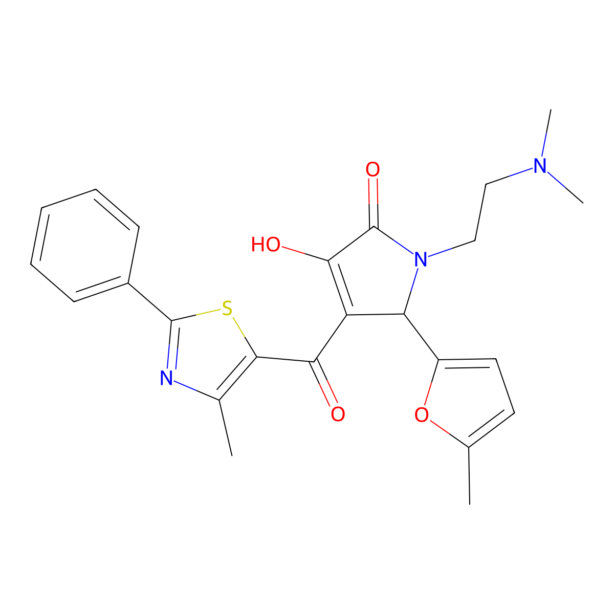 1-(2-(dimethylamino)ethyl)-3-hydroxy-4-(4-methyl-2-phenylthiazole-5-carbonyl)-5-(5-methylfuran-2-yl)-1H-pyrrol-2(5H)-one molecular structure, CAS 623123-80-8