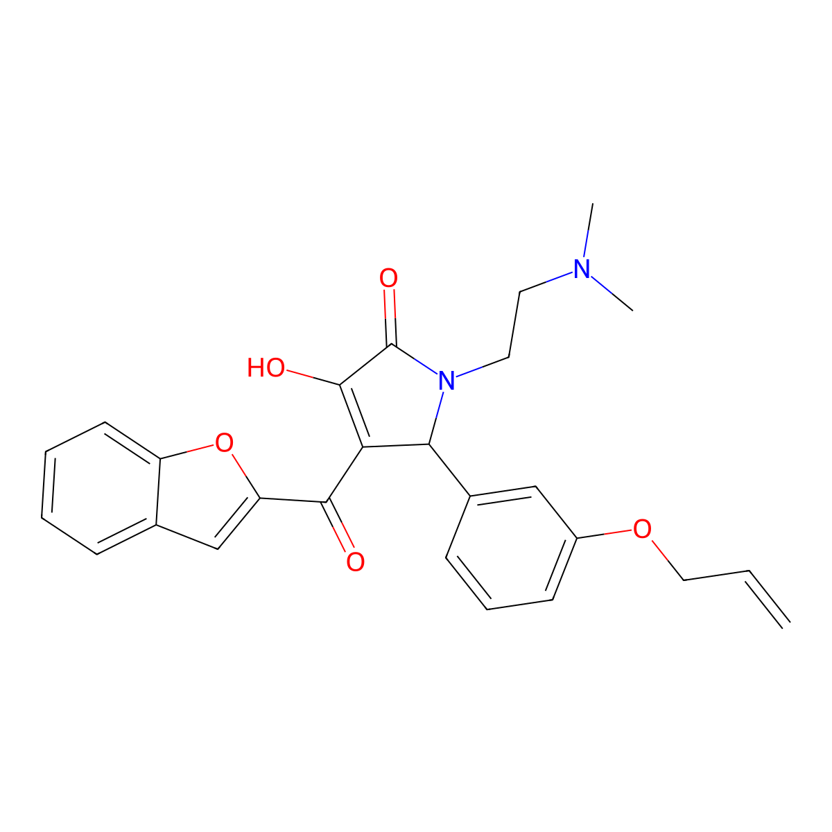 4-(1-benzofuran-2-carbonyl)-1-[2-(dimethylamino)ethyl]-3-hydroxy-5-[3-(prop-2-en-1-yloxy)phenyl]-2,5-dihydro-1H-pyrrol-2-one molecular structure, CAS 623126-68-1