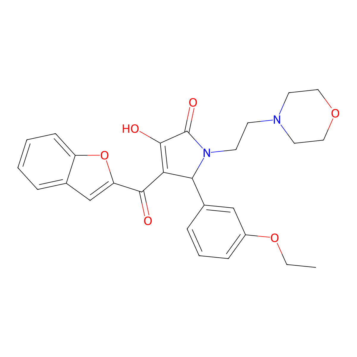 4-(1-benzofuran-2-ylcarbonyl)-5-(3-ethoxyphenyl)-3-hydroxy-1-[2-(morpholin-4-yl)ethyl]-1,5-dihydro-2H-pyrrol-2-one molecular structure, CAS 623126-85-2