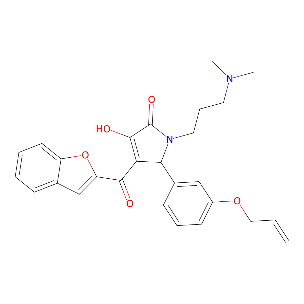 4-(1-benzofuran-2-carbonyl)-1-[3-(dimethylamino)propyl]-3-hydroxy-5-[3-(prop-2-en-1-yloxy)phenyl]-2,5-dihydro-1H-pyrrol-2-one molecular structure, CAS 623126-99-8