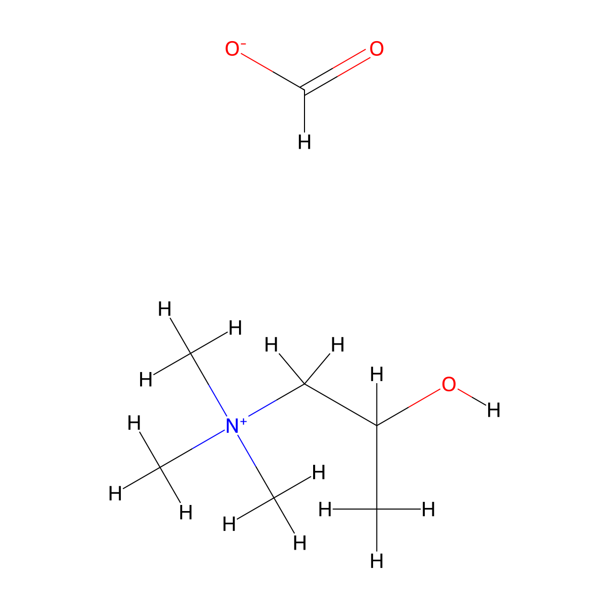 1-Propanaminium, 2-hydroxy-N,N,N-trimethyl-, formate (1:1) molecular structure, CAS 62314-25-4
