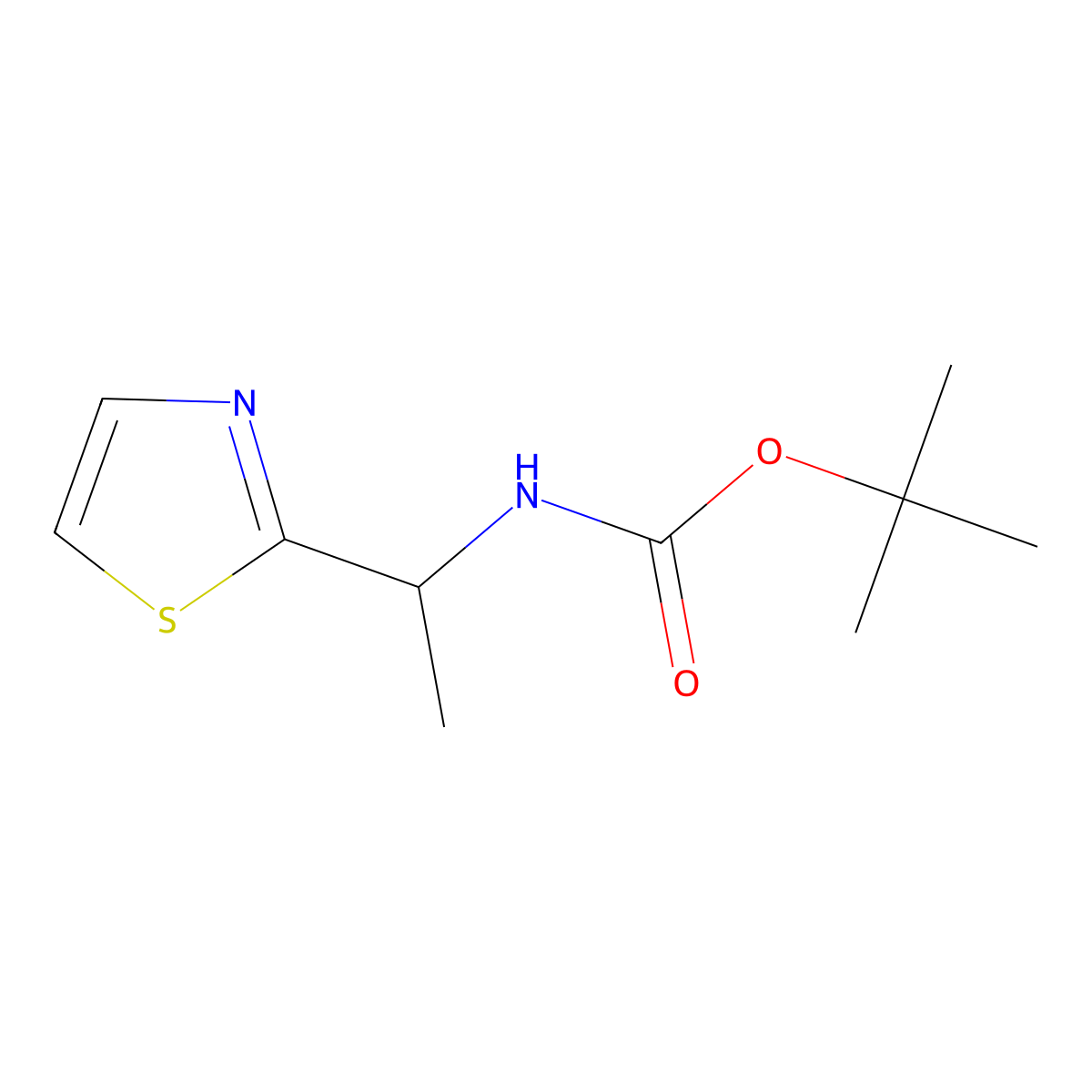 tert-Butyl (1-(thiazol-2-yl)ethyl)carbamate molecular structure, CAS 623143-28-2