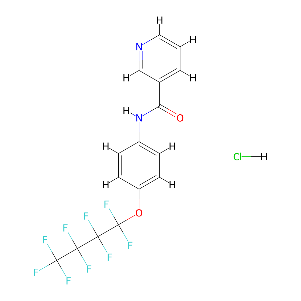 N-(4-(perfluorobutoxy)phenyl)nicotinamide hydrochloride molecular structure, CAS 62315-22-4