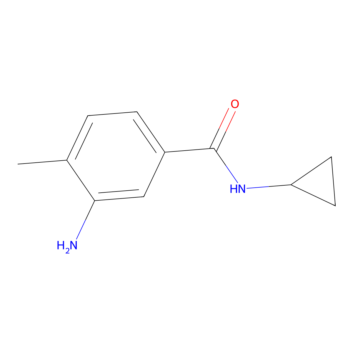 3-amino-N-cyclopropyl-4-methylbenzamide molecular structure, CAS 623155-19-1