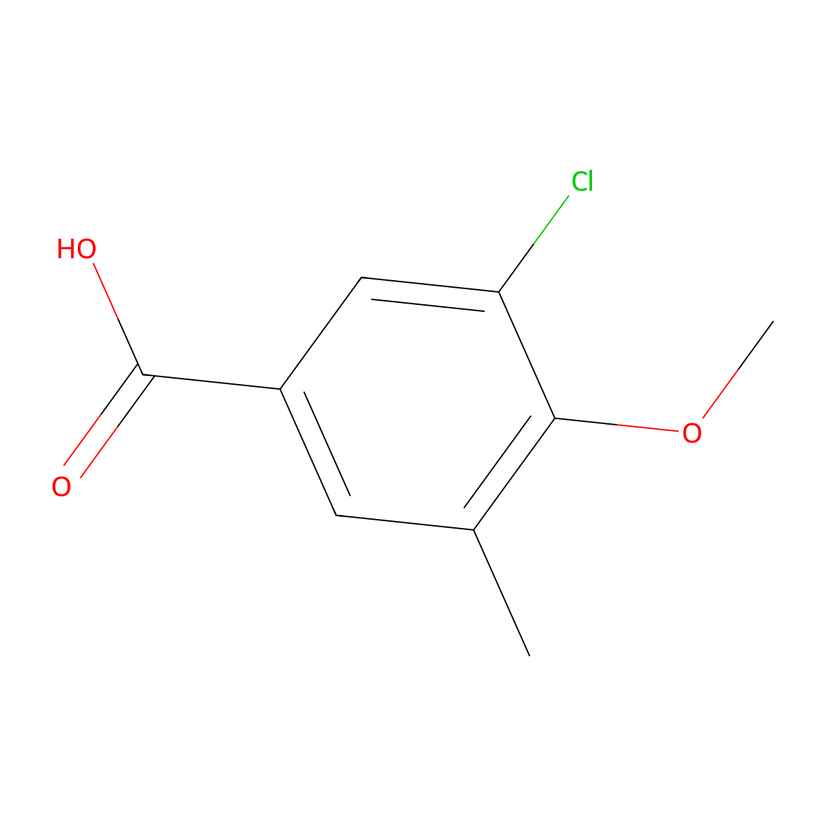 3-Chloro-4-methoxy-5-methylbenzoic acid molecular structure, CAS 62316-29-4