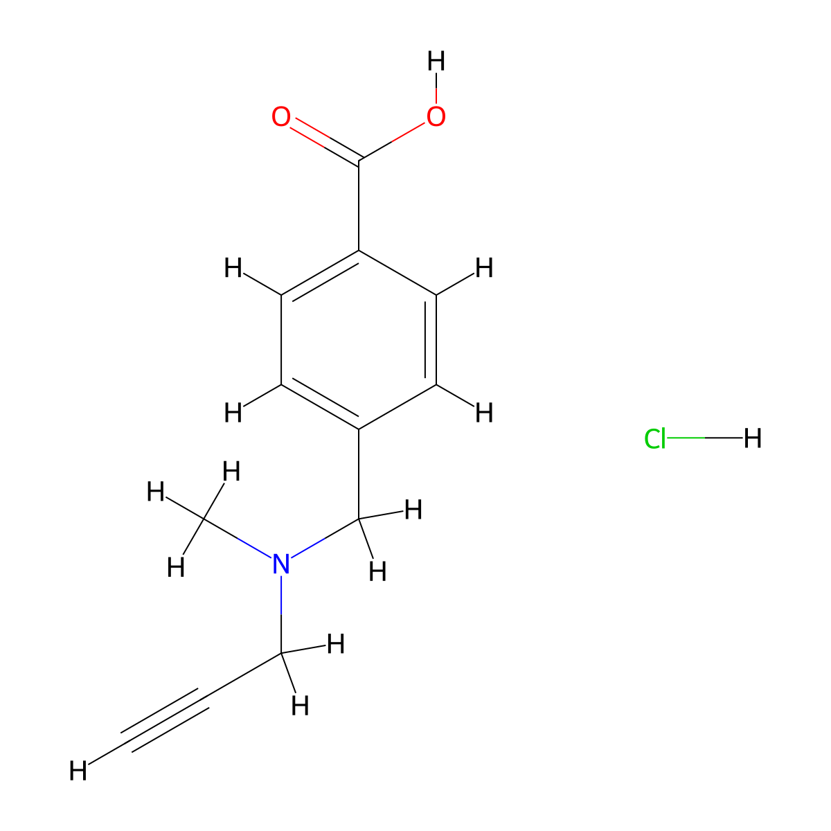Benzoic acid, 4-[(methyl-2-propynylamino)methyl]-, hydrochloride molecular structure, CAS 62316-47-6