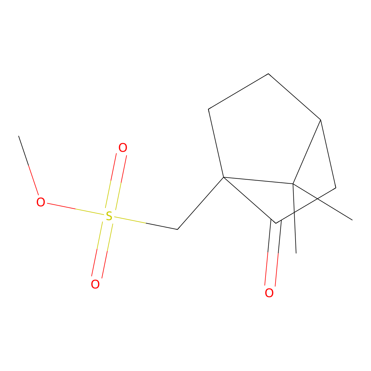 methyl ((1S,4R)-7,7-dimethyl-2-oxobicyclo(2.2.1)heptan-1-yl)methanesulfonate molecular structure, CAS 62319-13-5