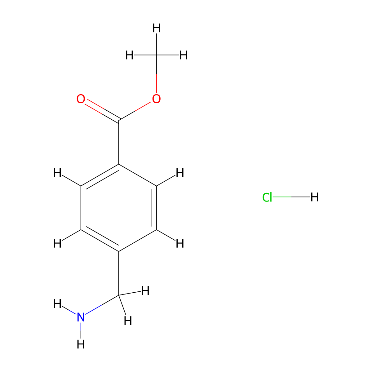 Methyl 4-(aminomethyl)benzoate hydrochloride molecular structure, CAS 6232-11-7