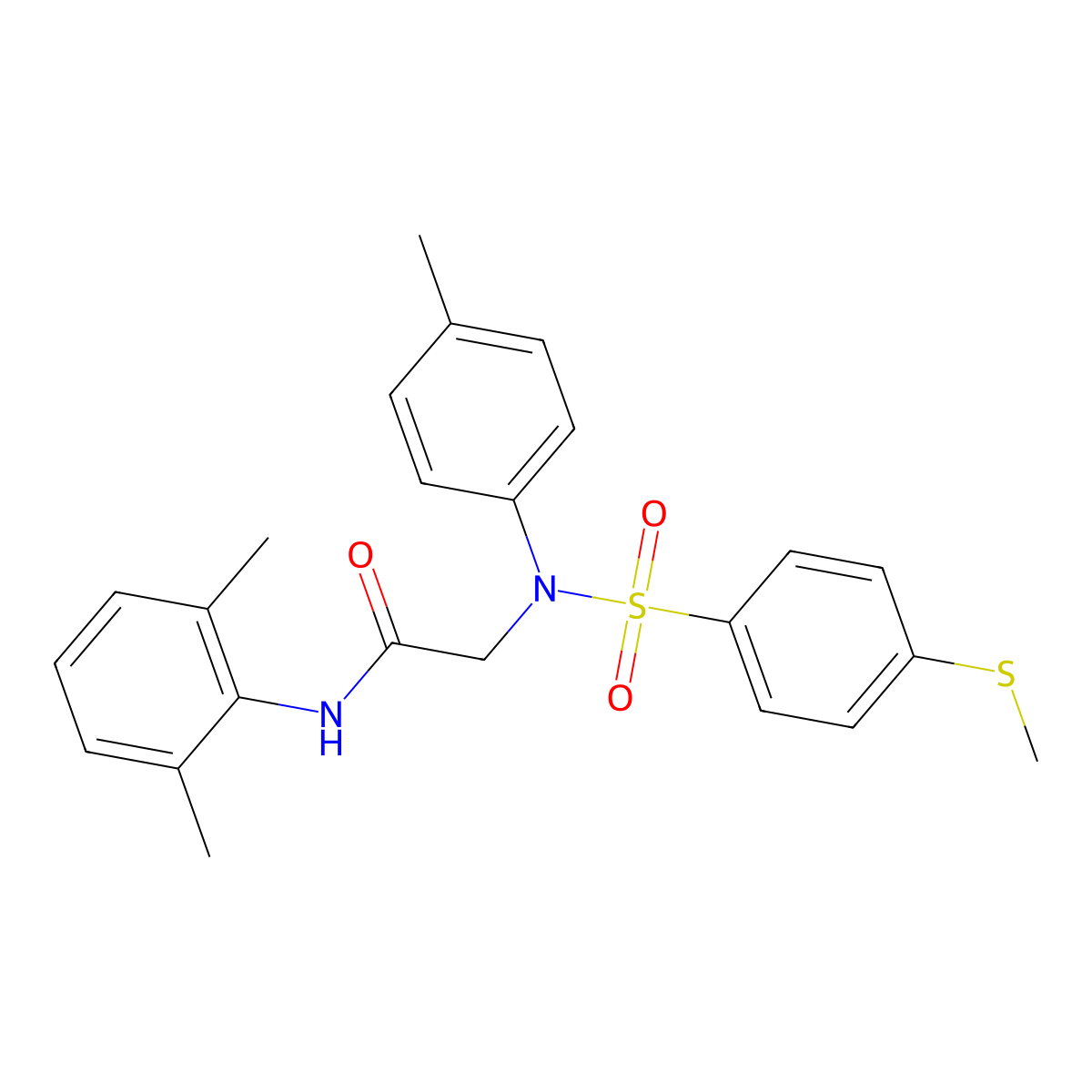 N-(2,6-dimethylphenyl)-2-(4-methyl-N-(4-methylsulfanylphenyl)sulfonylanilino)acetamide molecular structure, CAS 6232-39-9