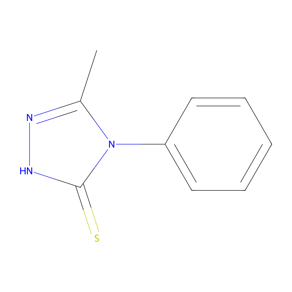 3H-1,2,4-Triazole-3-thione, 2,4-dihydro-5-methyl-4-phenyl- molecular structure, CAS 6232-82-2