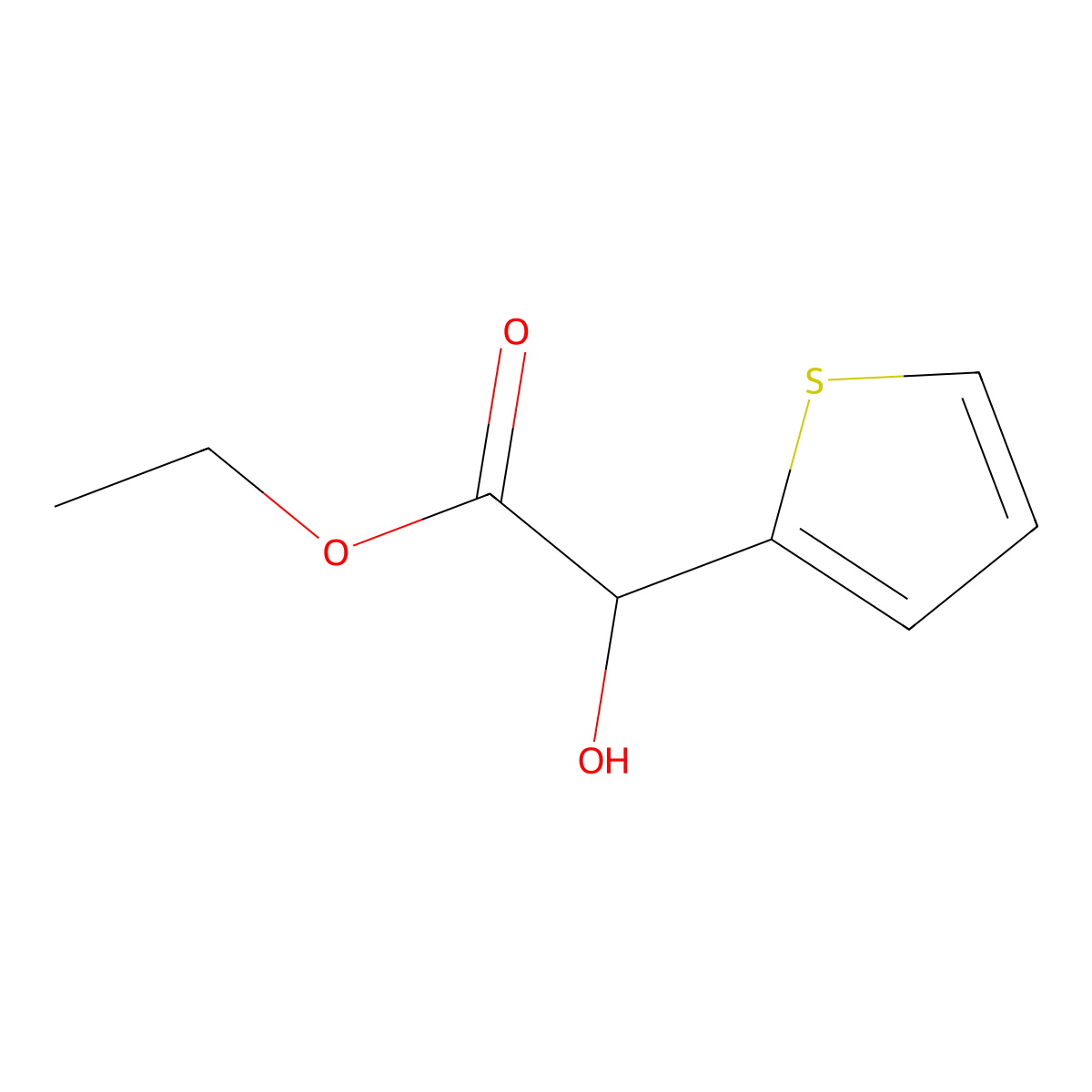 Ethyl 2-hydroxy-2-(thiophen-2-yl)acetate molecular structure, CAS 62323-55-1