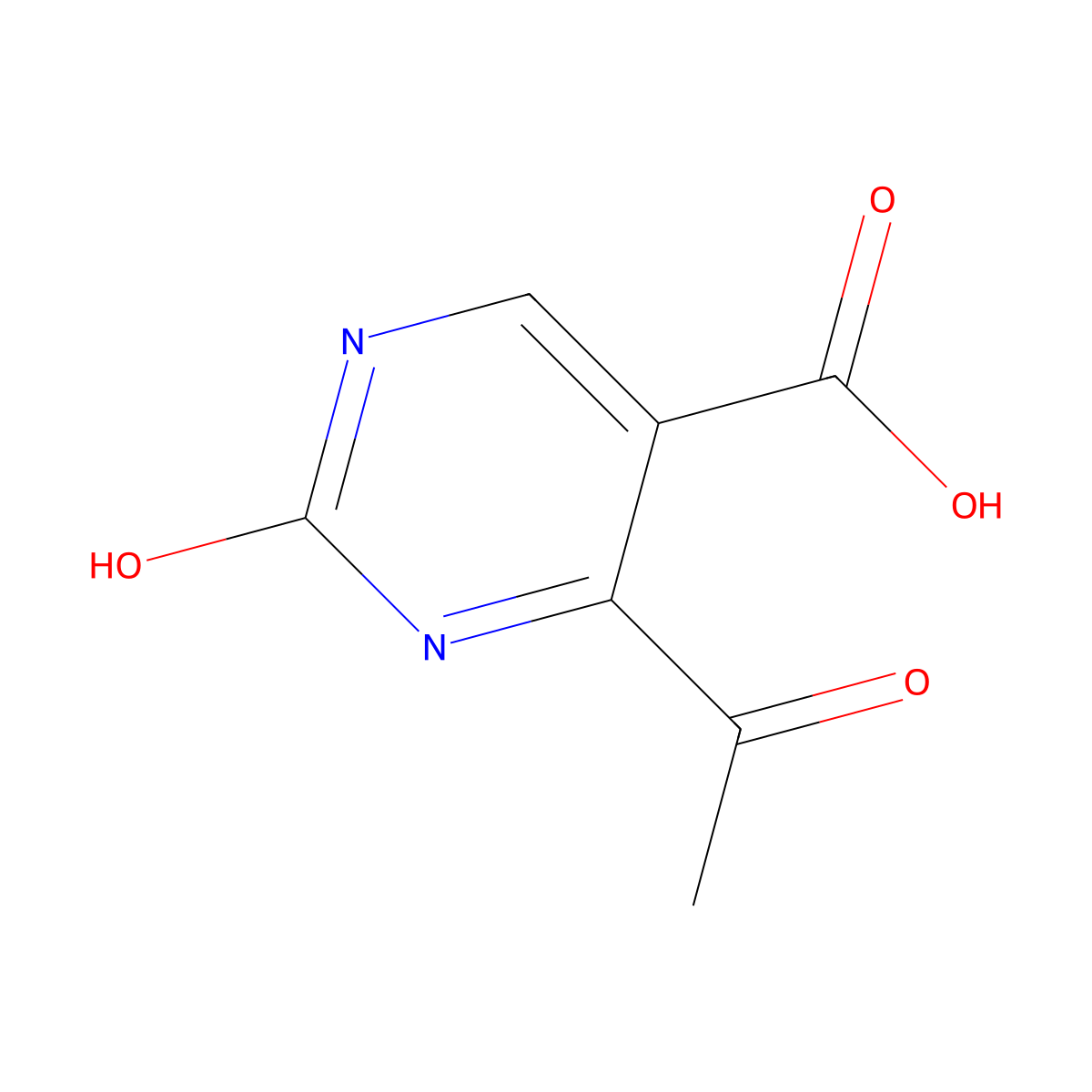 4-Acetyl-2-hydroxypyrimidine-5-carboxylic acid molecular structure, CAS 62328-13-6