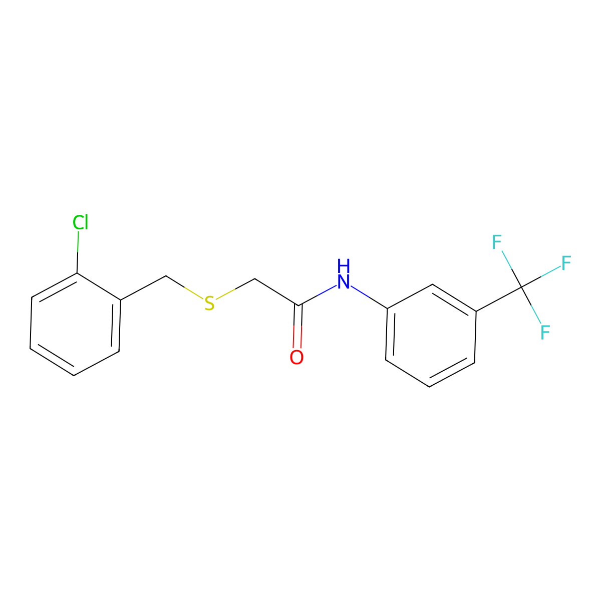 2-{[(2-Chlorophenyl)methyl]sulfanyl}-N-[3-(trifluoromethyl)phenyl]acetamide molecular structure, CAS 6233-19-8