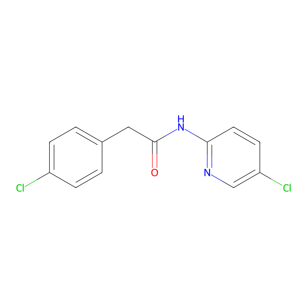 2-(4-chlorophenyl)-N-(5-chloropyridin-2-yl)acetamide molecular structure, CAS 6233-31-4