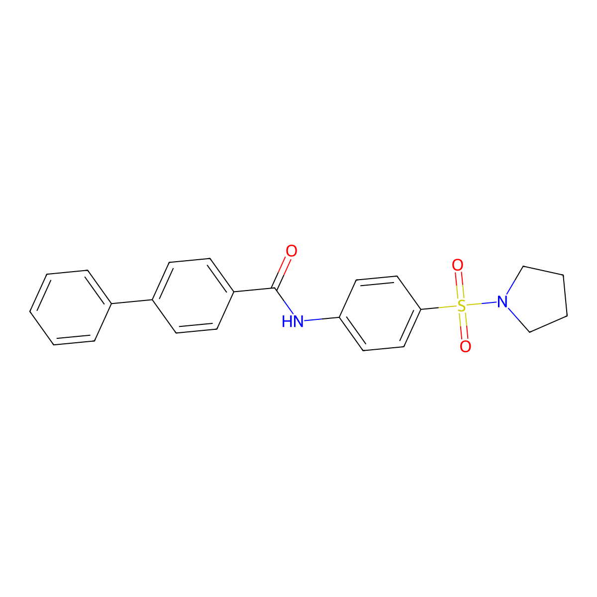 N-[4-(pyrrolidin-1-ylsulfonyl)phenyl]biphenyl-4-carboxamide molecular structure, CAS 6233-37-0