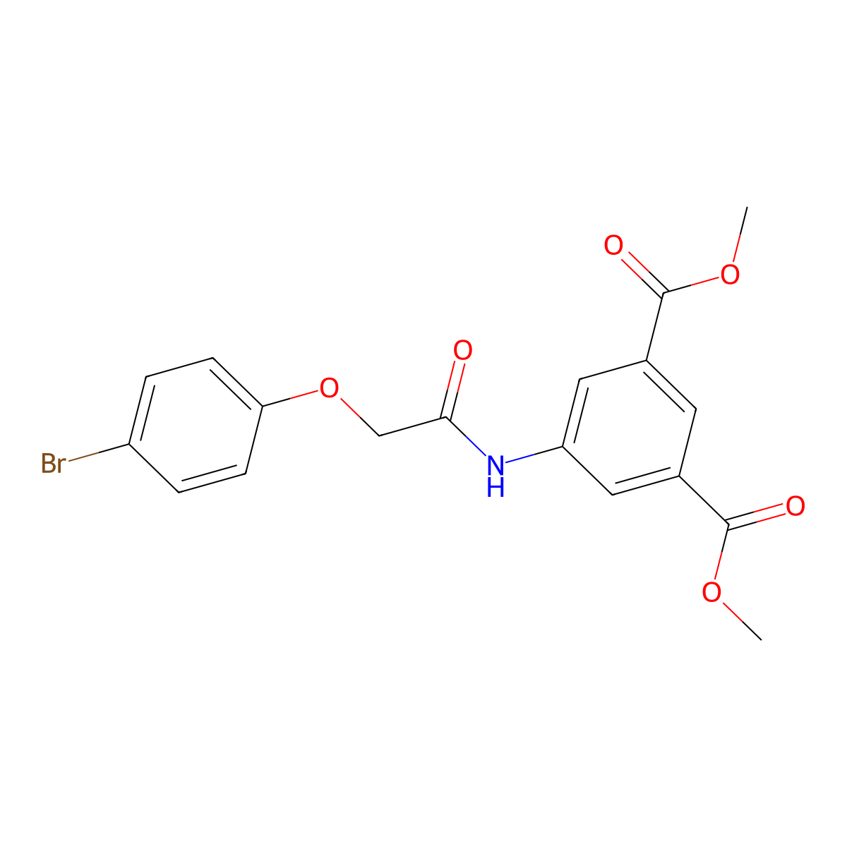 Dimethyl 5-[[2-(4-bromophenoxy)acetyl]amino]benzene-1,3-dicarboxylate molecular structure, CAS 6233-39-2