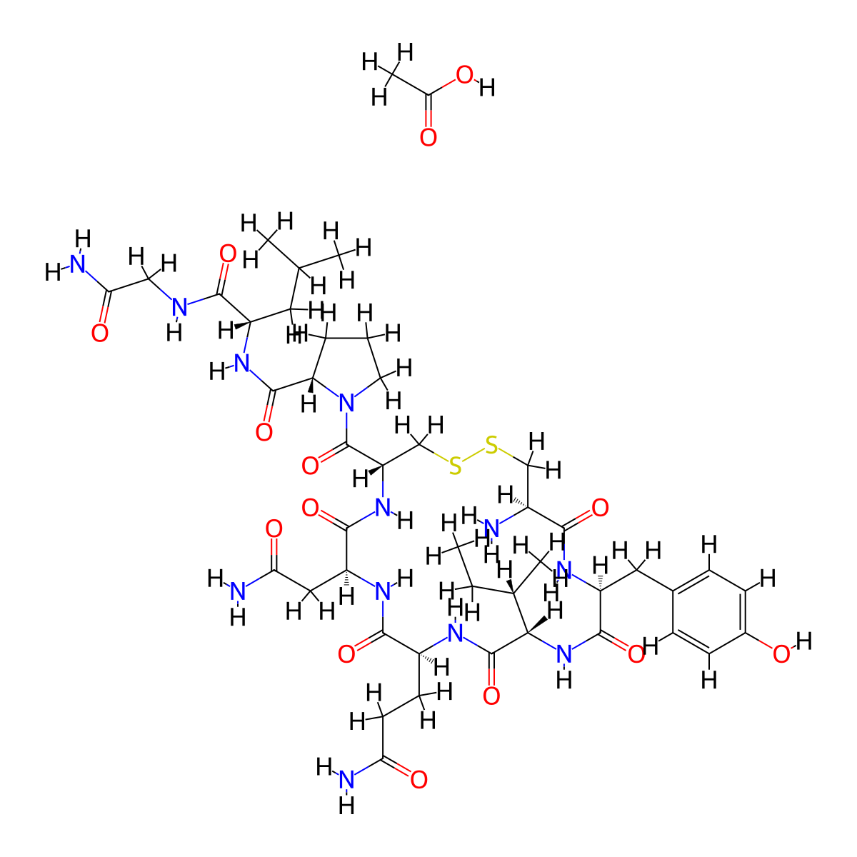 Oxytocin acetate molecular structure, CAS 6233-83-6