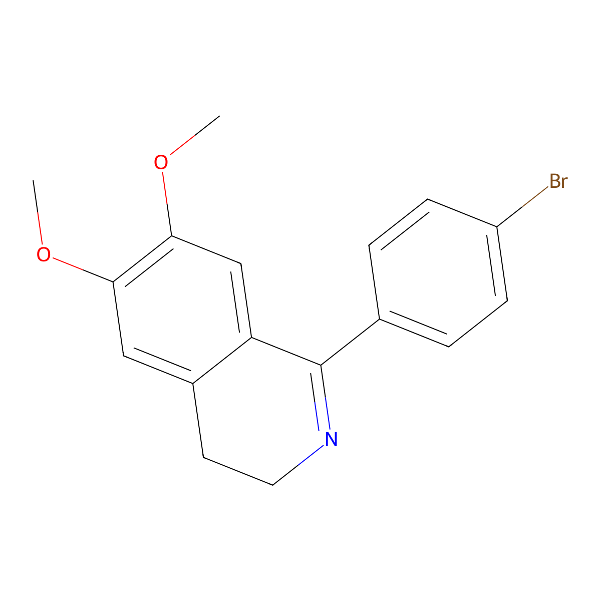 Isoquinoline, 1-(4-bromophenyl)-3,4-dihydro-6,7-dimethoxy- molecular structure, CAS 62333-71-5