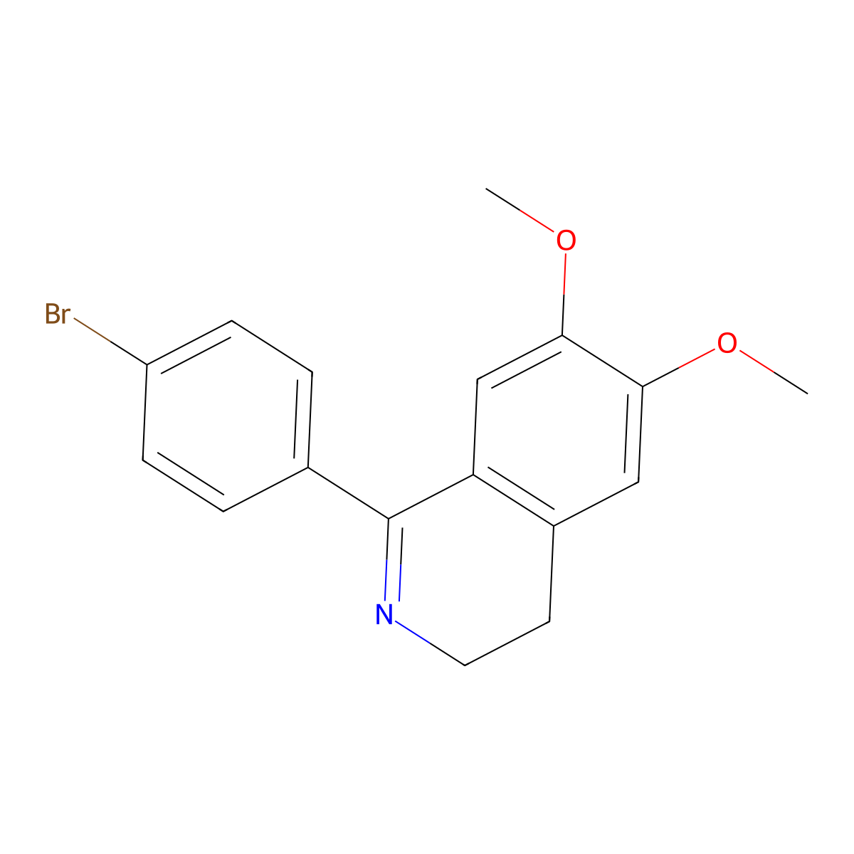 Isoquinoline, 1-(4-bromophenyl)-3,4-dihydro-6,7-dimethoxy- molecular structure, CAS 62333-71-5