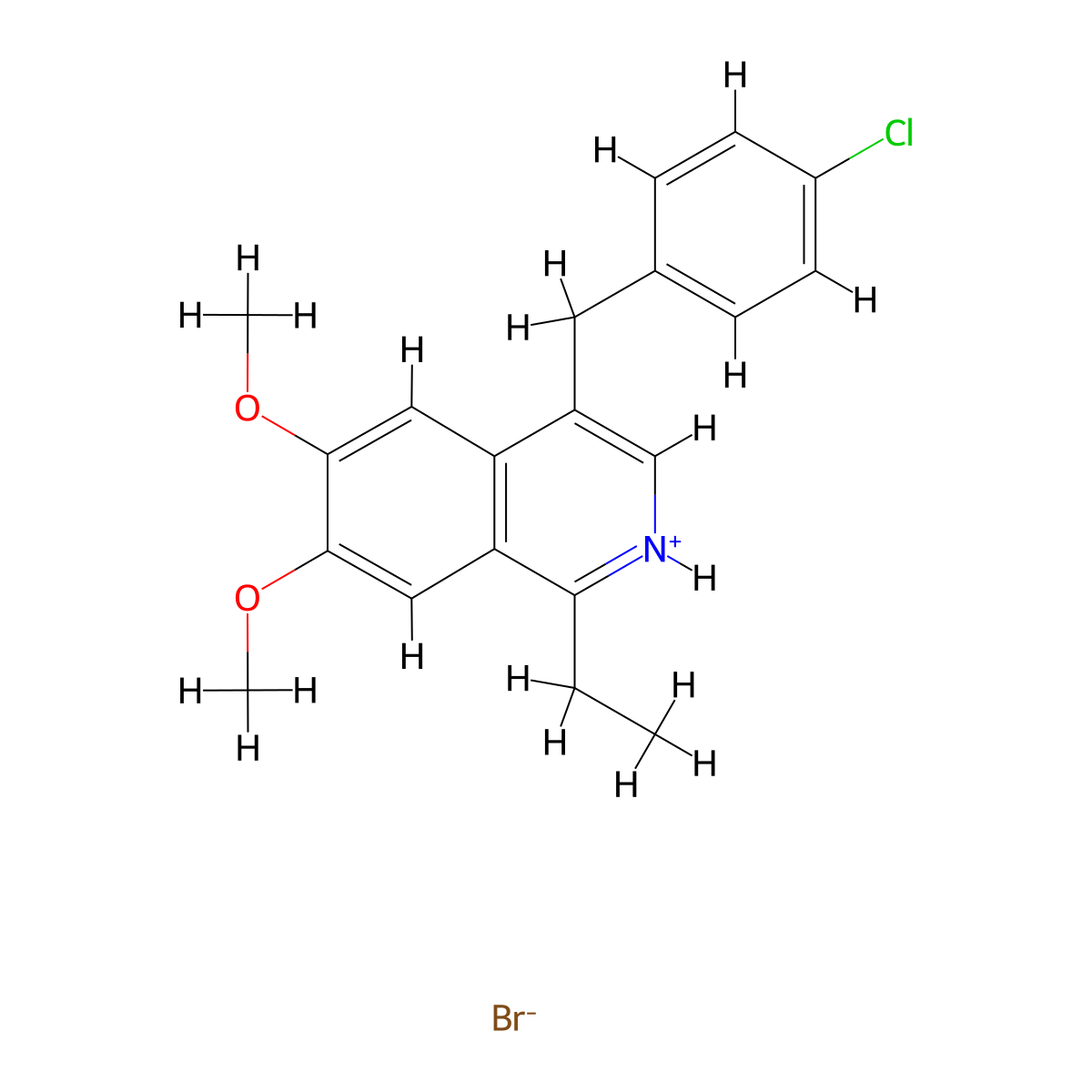 Isoquinoline, 4-(p-chlorobenzyl)-6,7-dimethoxy-1-ethyl-, hydrobromide molecular structure, CAS 62334-28-5