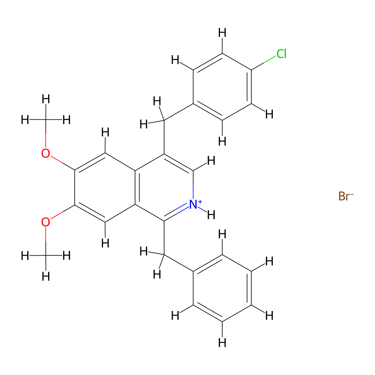 Isoquinoline, 1-benzyl-4-(p-chlorobenzyl)-6,7-dimethoxy-, hydrobromide molecular structure, CAS 62334-32-1