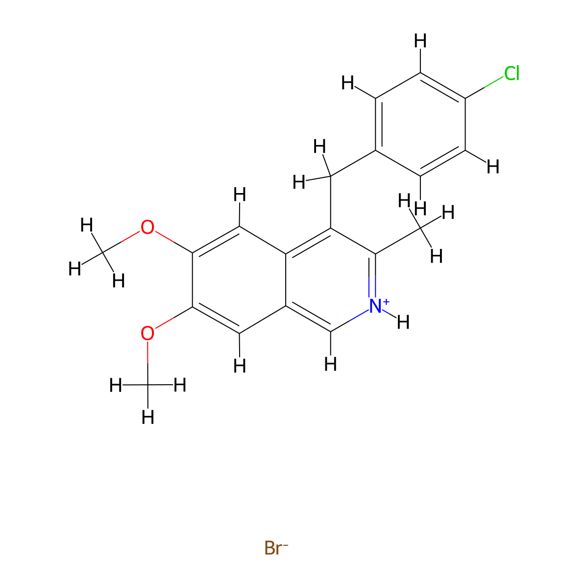 Isoquinoline, 4-(p-chlorobenzyl)-6,7-dimethoxy-3-methyl-, hydrobromide molecular structure, CAS 62334-40-1