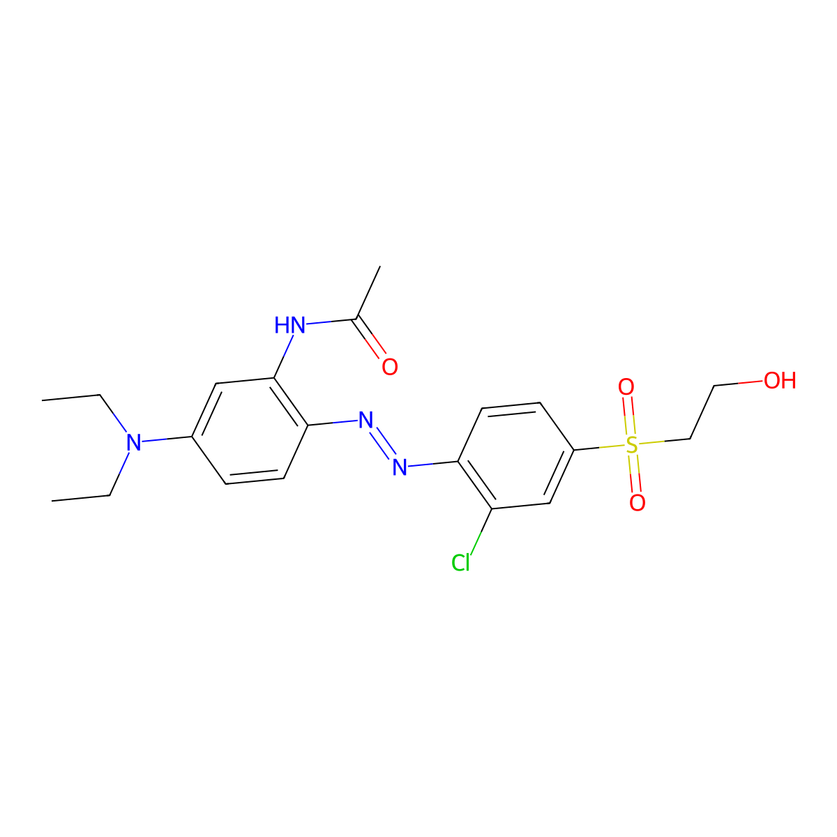 N-[2-[2-[2-Chloro-4-[(2-hydroxyethyl)sulfonyl]phenyl]diazenyl]-5-(diethylamino)phenyl]acetamide molecular structure, CAS 62335-85-7