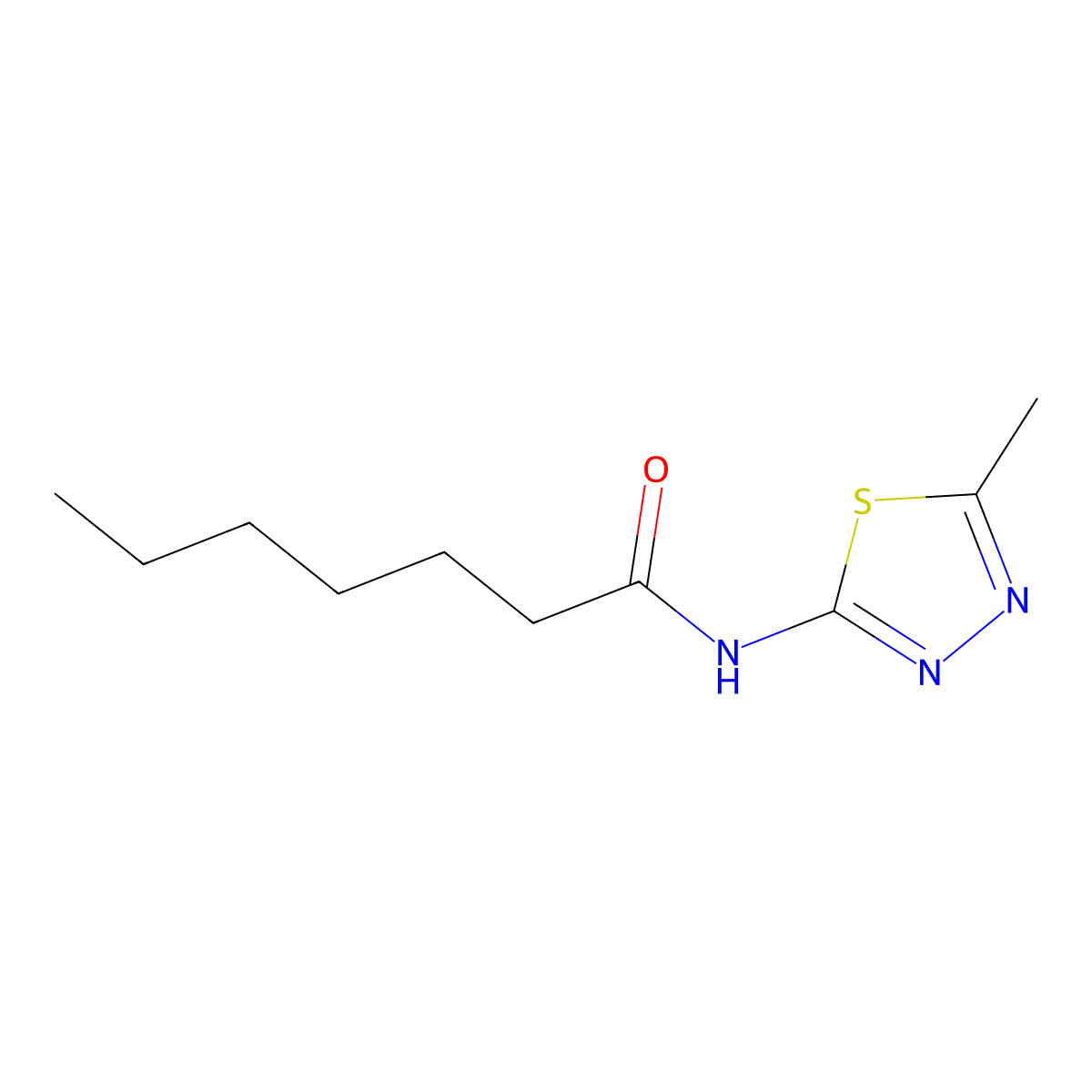 N-(5-methyl-1,3,4-thiadiazol-2-yl)heptanamide molecular structure, CAS 62347-18-6