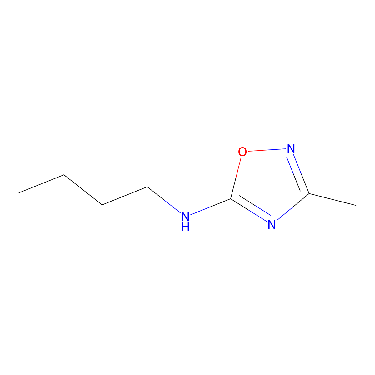 N-Butyl-3-methyl-1,2,4-oxadiazol-5-amine molecular structure, CAS 62347-89-1